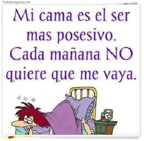 imagen de Mi cama es el ser mas posesivo. Cada mañana NO quiere que me vaya