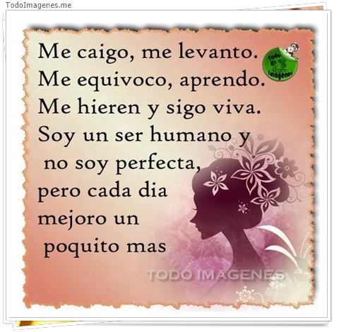 imagen de Me caigo, me levanto.Me equivoco,aprendo.Me hieren y sigo viva.Soy un ser humano y no soy perfecta, pero cada día mejoro un poquito mas
