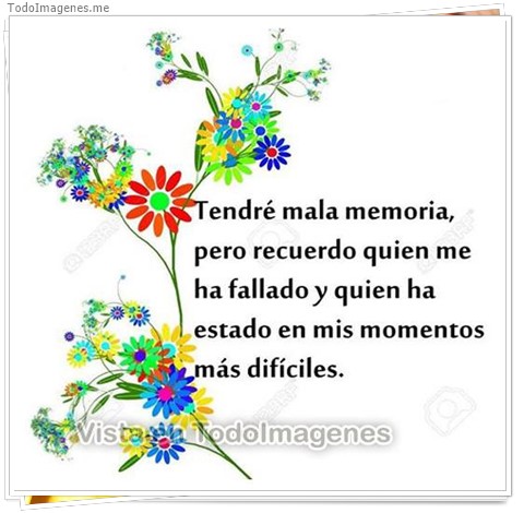 imagen de Tendré mala memoria, pero recuerdo quien me ha fallado y quien ha estado en mis momentos mas dificiles